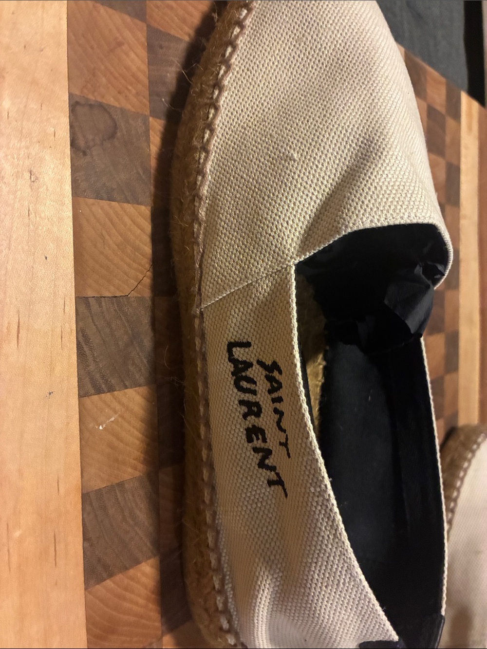 Saint Laurent Natural Canvas Espadrilles with Black Interior